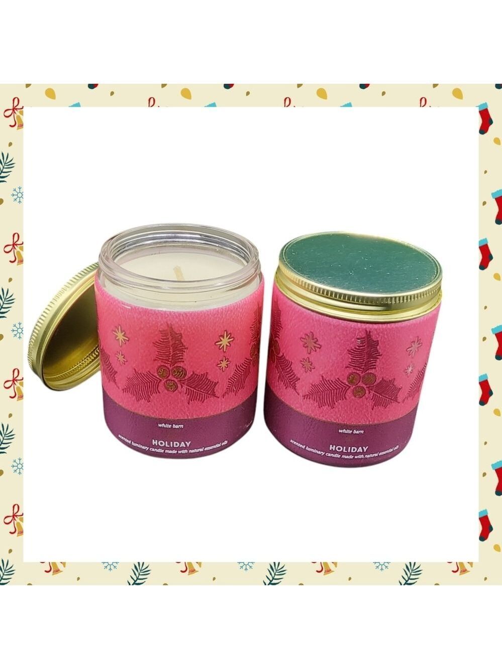 2 HOLIDAY SINGLE WICK CANDLES BY BATH & BODY WORKS